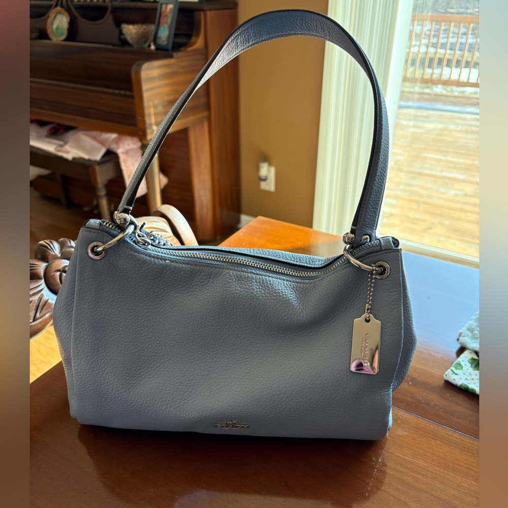 Coach Light Blue Leather Shoulder Bag